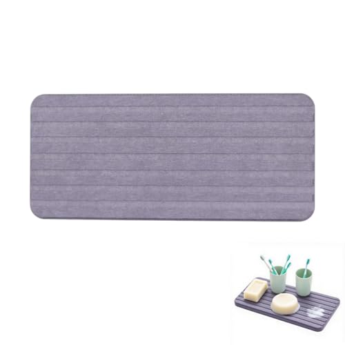 Wasserabsorbierende Diatomit Untersetzer, Grau Quick Dry Stone Mat Kitchen, Rutschschutz Waschbecken Organizer, Steinmatte Küche Bad, Abtropfstein fur Kosmetikflaschen Schwämme Bürsten Seife,22,5*10cm von Yxmohala