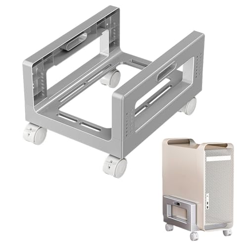 Yxmohala PC-Ständer mit Rollen – Universeller für Computergehäuse, Mobiler PC-Tower-Ständer, Computer-Rollwagen mit Leitplanken-Design, Belüftung zur Wärmeableitung, Für Hause und Büro（Grau） von Yxmohala