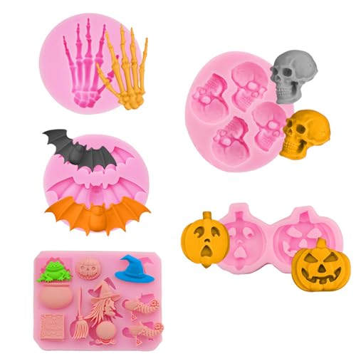 Yxmohala Silikonform Kürbis Halloween-Silikonformen, Halloween Silikon Backform, Schokoladenform, Süßigkeitenformen, Kuchenform Keksform Muffinform, für Küche DIY Backen, 5 Stück von Yxmohala