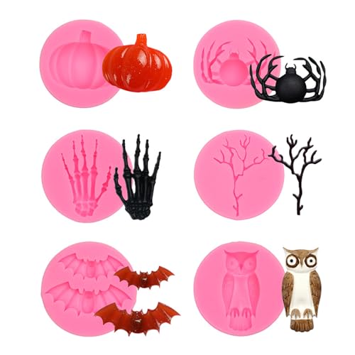 Yxmohala Silikonform Kürbis Halloween-Silikonformen, Halloween Silikon Backform, Schokoladenform, Süßigkeitenformen, Kuchenform Keksform Muffinform, für Küche DIY Backen, 6 Stück von Yxmohala