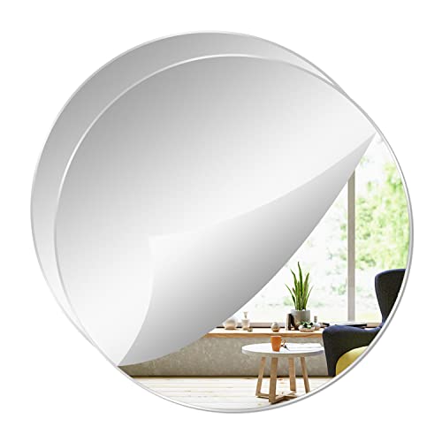 Yxyaolee 24cm*2mm Acryl Spiegel Rund Selbstklebend Abnehmbarer Spiegelfliesen Selbstklebend,DIY Wandspiegel Dekospiegel,für Zuhause,Schlafzimmer,Wohnzimmer,Heimdekoration(2 Stück) von Yxyaolee
