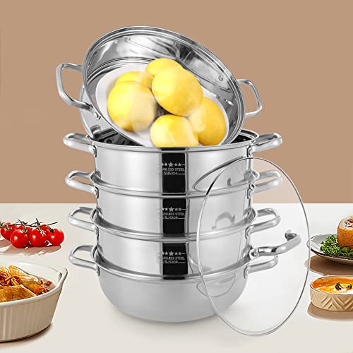 5 Tier Edelstahl Dampfer, 32cm Elektroherden Dampfer, Induktion Dampfgarer Dampfkocher Edelstahl, Abnehmbare Design, zum Dämpfen von Lebensmitteln von YyanLAK