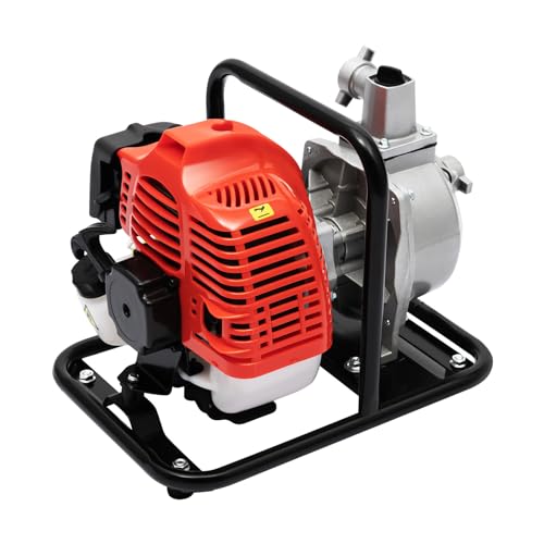 Benzin Wasserpumpe Motor, 1" 2-Takt 43cc Benzin Wasserpumpe Motor+Luftfilter, 6500rpm Schmutzwasserpumpe Garten Brunnen Pump, Motorpumpe, FüR Teich Garten Oder Haus von YyanLAK