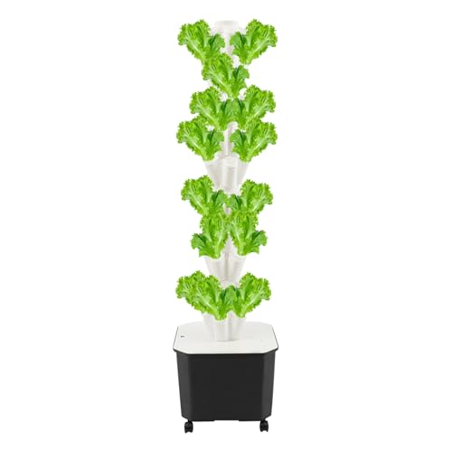 Hydroponic System, 45x45x34cm Hydroponische Anzuchtsysteme Kit Hydroponik Vertikales Anbauset, Hydroponik-Anbauset, Vertikales Pflanzenanbauset für den Anbau von Blattgemüse im Garten (Weiß) von YyanLAK