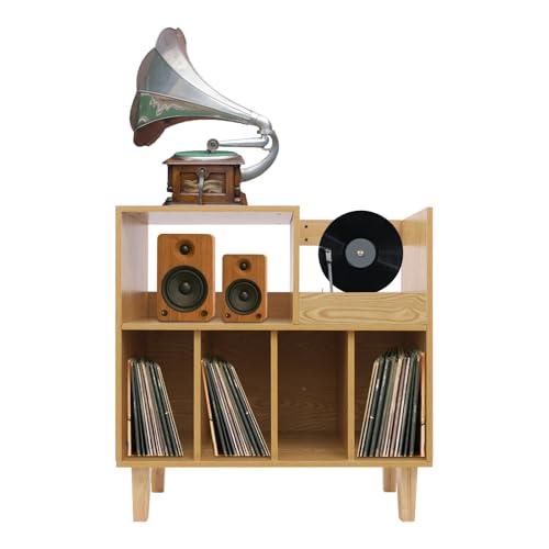 Plattenspieler Tisch, 80x40x82.6cm Plattenspieler Regal, Plattenspieler Ständer mit Regal, Halterung für Schallplatten, Plattenspieler Ständer mit Speicher für Wohnzimmer (1, Mehrschichtplatte) von YyanLAK