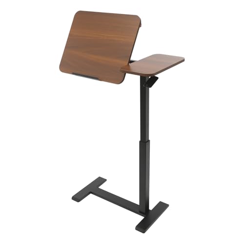 YyanLAK Beistelltisch, Mobile Stehschreibtisch, Einstellbare Höhe 66-104cm Verstellbarer Überbett-Bettscheidetisch, für Wohnzimmer, Heimbüros, Arbeitszimmer (Walnußfarbe) von YyanLAK