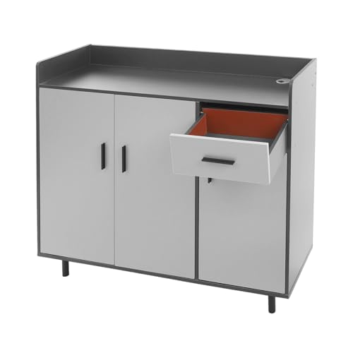 YyanLAK Küchenschrank, 100x34x92cm Putzschrank, Küchen-Aufbewahrungsschrank, Aufbewahrungsschrank, kann zum Abstellen von Geschirr, Wasserkochern, Aufbewahrungsboxen, Obsttellern (Grau, Schwarz) von YyanLAK