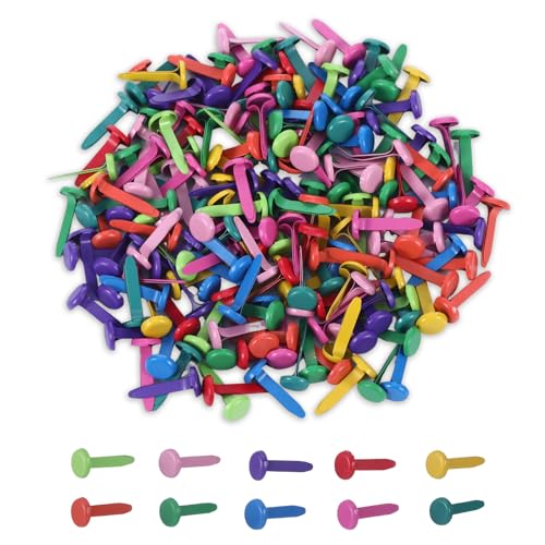 Yylaiire 200 Stück Mini Bunte Brads Musterbeutelklammern Rundkopfklammern Musterklammern Metall Rundkopfklammern Scrapbooking Brads Musterklammern Für Schule Büro von Yylaiire