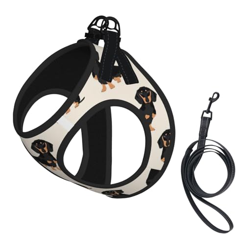 Hundegeschirr und Leine, Dackel-Druck, atmungsaktiv, verstellbar, ausbruchsicher, Weste für Katzen und Hunde Hundegeschirr und Leine, Dackel-Druck, atmungsaktiv, verstellbar, ausbruchsicher, Weste für Katzen und Hunde von Yyoretp