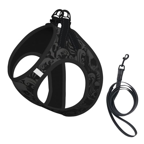 Hundegeschirr und Leine, Gothic-Tapete, Totenkopf-Druck, atmungsaktiv, verstellbar, ausbruchsicher, Weste für Katzen und Hunde Hundegeschirr und Leine, Gothic-Tapete, Totenkopf-Druck, atmungsaktiv, verstellbar, ausbruchsicher, Weste für Katzen und Hunde von Yyoretp