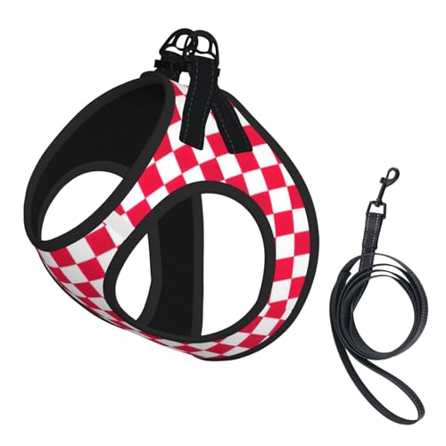 Hundegeschirr und Leine, Set mit weißem Karomuster, atmungsaktiv, verstellbar, ausbruchsicher, für Katzen und Hunde, Rot kariert Hundegeschirr und Leine, Set mit weißem Karomuster, atmungsaktiv, verstellbar, ausbruchsicher, für Katzen und Hunde, Rot kariert von Yyoretp