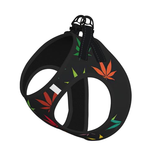 Hundegeschirr und Leine, buntes Cannabisblätter-Druck, atmungsaktiv, verstellbar, ausbruchsicher, Weste für Katzen und Hunde Hundegeschirr und Leine, buntes Cannabisblätter-Druck, atmungsaktiv, verstellbar, ausbruchsicher, Weste für Katzen und Hunde von Yyoretp