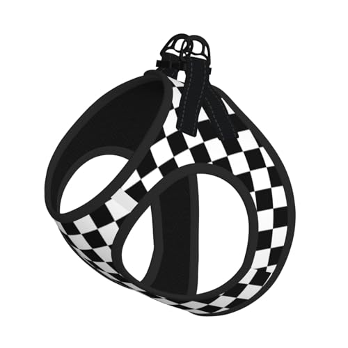 Hundegeschirr und Leine, karierte Streifen, atmungsaktiv, verstellbar, ausbruchsicher, Schwarz und Weiß Hundegeschirr und Leine, karierte Streifen, atmungsaktiv, verstellbar, ausbruchsicher, Schwarz und Weiß von Yyoretp