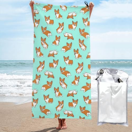 Yyoretp Corgi Mikrofaser-Handtuch mit niedlichem Hundeaufdruck, schnell trocknend, super saugfähig, Strandtücher für Pool, Reisen, Dusche Yyoretp Corgi Mikrofaser-Handtuch mit niedlichem Hundeaufdruck, schnell trocknend, super saugfähig, Strandtücher für Pool, Reisen, Dusche von Yyoretp