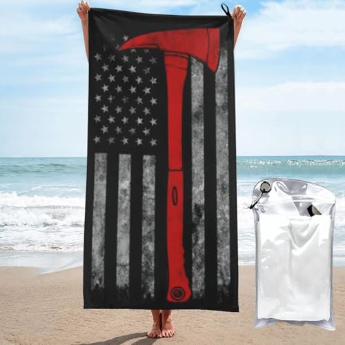 Yyoretp Feuerwehrmann Axt rote Linie Flagge Druck Mikrofaser schnell trocknendes Handtuch super saugfähige Strandtücher für Pool, Reisen, Dusche Yyoretp Feuerwehrmann Axt rote Linie Flagge Druck Mikrofaser schnell trocknendes Handtuch super saugfähige Strandtücher für Pool, Reisen, Dusche von Yyoretp