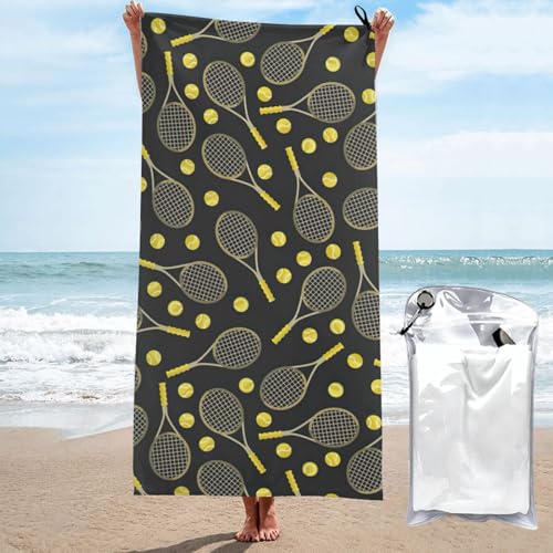 Yyoretp Lustiges Mikrofaser-Handtuch mit Tennisschlägern und Tennisbällen, schnell trocknend, super saugfähig, Strandtücher für Pool, Reisen, Dusche Yyoretp Lustiges Mikrofaser-Handtuch mit Tennisschlägern und Tennisbällen, schnell trocknend, super saugfähig, Strandtücher für Pool, Reisen, Dusche von Yyoretp