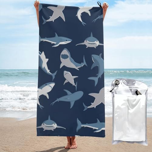 Yyoretp Mikrofaser-Handtuch mit Cartoon-Hai-Druck, schnell trocknend, super saugfähig, Strandtücher für Pool, Reisen, Dusche Yyoretp Mikrofaser-Handtuch mit Cartoon-Hai-Druck, schnell trocknend, super saugfähig, Strandtücher für Pool, Reisen, Dusche von Yyoretp
