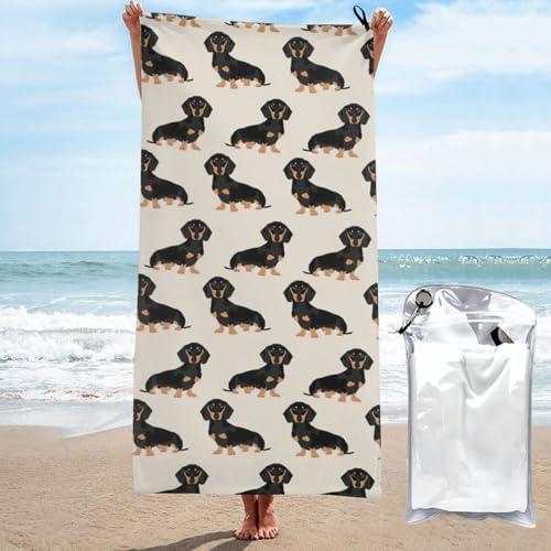 Yyoretp Mikrofaser-Handtuch mit Dackel-Motiv, schnell trocknend, super saugfähig, Strandtücher für Pool, Reisen, Dusche Yyoretp Mikrofaser-Handtuch mit Dackel-Motiv, schnell trocknend, super saugfähig, Strandtücher für Pool, Reisen, Dusche von Yyoretp