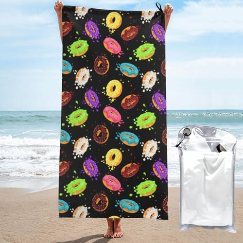 Yyoretp Mikrofaser-Handtuch mit Donut-Druck, schnell trocknend, super saugfähig, Strandtücher für Pool, Reisen, Dusche Yyoretp Mikrofaser-Handtuch mit Donut-Druck, schnell trocknend, super saugfähig, Strandtücher für Pool, Reisen, Dusche von Yyoretp