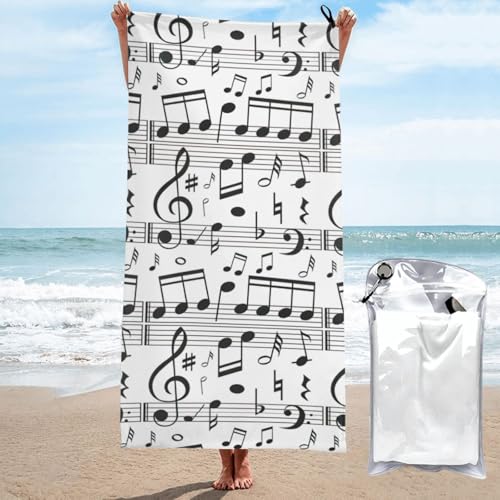 Yyoretp Mikrofaser-Handtuch mit Musiknoten-Aufdruck, schnell trocknend, super saugfähig, Strandtücher für Pool, Reisen, Dusche Yyoretp Mikrofaser-Handtuch mit Musiknoten-Aufdruck, schnell trocknend, super saugfähig, Strandtücher für Pool, Reisen, Dusche von Yyoretp