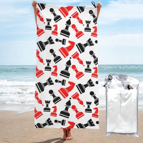 Yyoretp Mikrofaser-Handtuch mit Schachmuster, schnell trocknend, super saugfähig, Strandtücher für Pool, Reisen, Dusche von Yyoretp