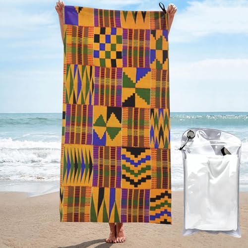 Yyoretp Mikrofaser-Handtuch mit afrikanischem Ethno-Muster, schnell trocknend, super saugfähig, Strandtücher für Pool, Reisen, Dusche von Yyoretp