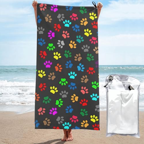 Yyoretp Mikrofaser-Handtuch mit buntem Hundepfotenabdruck, schnell trocknend, super saugfähig, Strandtücher für Pool, Reisen, Dusche Yyoretp Mikrofaser-Handtuch mit buntem Hundepfotenabdruck, schnell trocknend, super saugfähig, Strandtücher für Pool, Reisen, Dusche von Yyoretp