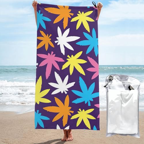Yyoretp Mikrofaser-Handtuch mit buntem Unkrautmuster, schnell trocknend, super saugfähig, Strandtücher für Pool, Reisen, Dusche Yyoretp Mikrofaser-Handtuch mit buntem Unkrautmuster, schnell trocknend, super saugfähig, Strandtücher für Pool, Reisen, Dusche von Yyoretp