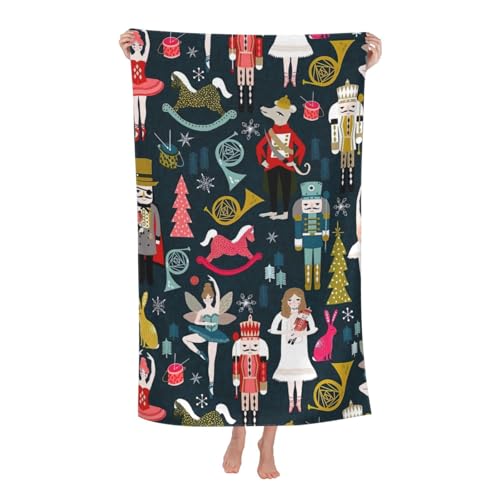 Yyoretp Mikrofaser-Strandtuch für Damen, Nussknacker, Ballett, Weihnachten, Tanz, super saugfähig, weiches Plüsch-Badetuch (81,3 x 132,1 cm) von Yyoretp