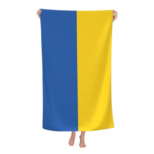 Yyoretp Mikrofaser-Strandtuch für Erwachsene, Motiv: Flagge der Ukraine, super saugfähig, weiches Plüsch-Badetuch (81,3 x 132,1 cm) von Yyoretp