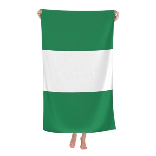 Yyoretp Mikrofaser-Strandtuch für Erwachsene, Motiv: Flagge von Nigeria, super saugfähig, weiches Plüsch-Badetuch (81,3 x 132,1 cm) von Yyoretp