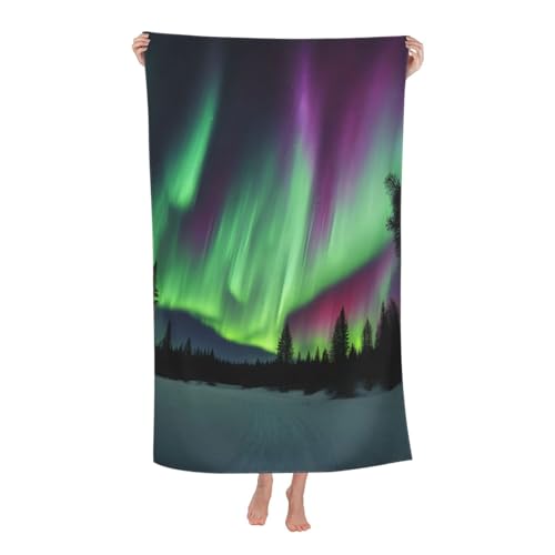 Yyoretp Mikrofaser-Strandtuch für Erwachsene, Motiv: Nordlichter, super saugfähig, weiches Plüsch-Badetuch (81,3 x 132,1 cm) von Yyoretp