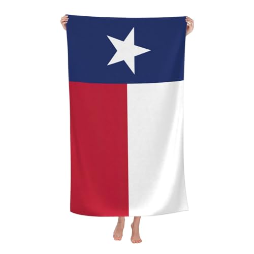 Yyoretp Mikrofaser-Strandtuch für Erwachsene, Motiv: Texas-Flagge, super saugfähig, weiches Plüsch-Badetuch (81,3 x 132,1 cm) von Yyoretp