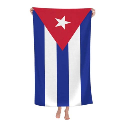 Yyoretp Mikrofaser-Strandtuch für Erwachsene, Motiv: kubanische Flagge, super saugfähig, weiches Plüsch-Badetuch (81,3 x 132,1 cm) von Yyoretp