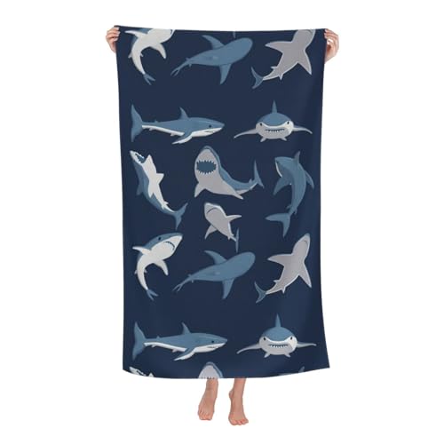 Yyoretp Mikrofaser-Strandtuch für Erwachsene, super saugfähig, weiches Plüsch-Badetuch (81,3 x 132,1 cm), Blau von Yyoretp