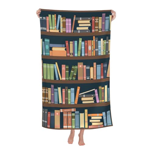 Yyoretp Mikrofaser-Strandtuch mit Cartoon-Bücherwurm-Druck, für Erwachsene, super saugfähig, weiches Plüsch-Badetuch (81,3 x 132,1 cm) von Yyoretp