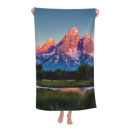 Yyoretp Mikrofaser-Strandtuch mit Grand Teton-Nationalpark-Druck, für Erwachsene, super saugfähig, weiches Plüsch-Badetuch (81,3 x 132,1 cm) von Yyoretp