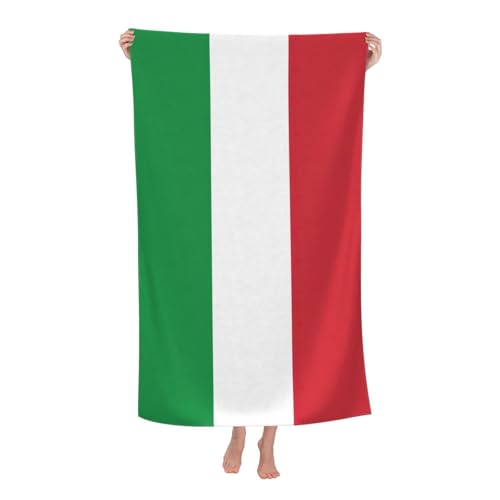 Yyoretp Mikrofaser-Strandtuch mit italienischer Flagge, super saugfähig, weiches Plüsch-Badetuch (81,3 x 132,1 cm) von Yyoretp