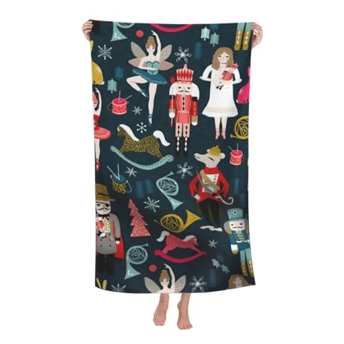 Yyoretp Mikrofaser-Strandtücher für Damen, Nussknacker, Ballett, Weihnachten, Tanz, super saugfähig, weiches Plüsch-Badetuch (81,3 x 132,1 cm) von Yyoretp