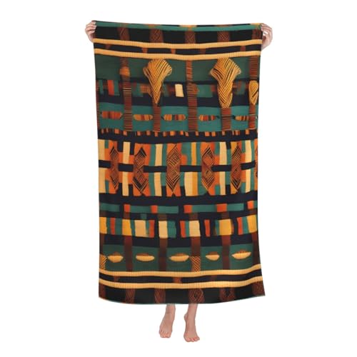 Yyoretp Mikrofaser-Strandtücher für Erwachsene, afrikanisches klassisches Webmuster, super saugfähig, weiches Plüsch-Badetuch (81,3 x 132,1 cm) von Yyoretp