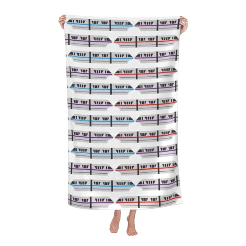 Yyoretp Mikrofaser-Strandtücher für Erwachsene, mit Monorail-Motiv, super saugfähig, weiches Plüsch-Badetuch (81,3 x 132,1 cm) von Yyoretp