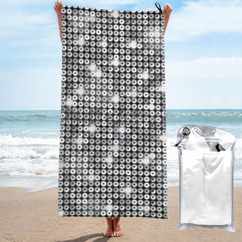 Yyoretp Silbernes Pailletten-Handtuch mit glitzerndem Muster, schnell trocknend, super saugfähig, Strandtücher für Pool, Reisen, Dusche Yyoretp Silbernes Pailletten-Handtuch mit glitzerndem Muster, schnell trocknend, super saugfähig, Strandtücher für Pool, Reisen, Dusche von Yyoretp