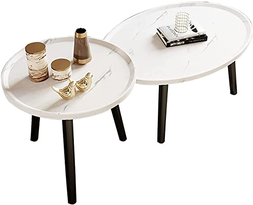 Yyuoqafn Couchtisch aus der Mitte des Jahrhunderts, 2er-Set, stapelbar, Seite oder Ende für Wohnzimmer, mit umweltfreundlichem Schreibtisch und schwarzen Metallbeinen (Farbe: B) (B) von Yyuoqafn