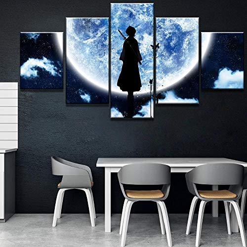 Yywife Bilder 5 Teilig leinWandbilder Große Bleach Moon Anime Decoracion Rahmenlos leinwanddrucke 5 stück wandkunst Leinwand Bilder XXL Wohnzimmer Wohnkultur 150X80Cm Kreatives Geschenk von Yywife