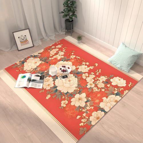 Yzehomijia Plüsch-Anti-Rutsch-Teppich für Schlafzimmer und Arbeitszimmer, weicher und Flauschiger Teppich, Vintage-Muster, Verschiedene Größen. von Yzehomijia