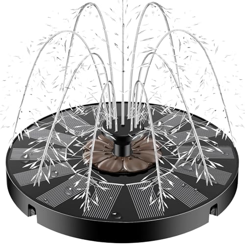 Solar Springbrunnen, Yzert 2025 Neue Solar Teichpumpe mit 7 Düsen & 4 Fixe Rohre Solar Wasserpumpe Solar Schwimmender Fontäne Pumpe für Garten, Teich, Vogel-Bad von Yzert