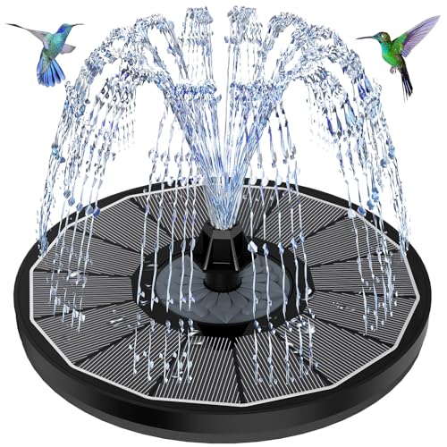 Solar Springbrunnen mit 3.5W Glas Solarpanel, Solar Teichpumpe 2025 Upgrade, Runden Solarbrunnen mit 8 Düsen & 4 Fixe Rohre Solar Wasserpumpe Solar Schwimmender Fontäne Pumpe für Garten, Vogel-Bad von Yzert