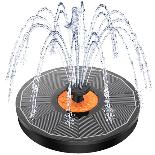 Yzert Solar Springbrunnen, 3.5W Glas Solarbrunnen Solar Teichpumpe, Keine Batterie Outdoor Wasserpumpe Solar Schwimmender Fontäne Pumpe mit 8 DIY Effekte & 4 Fixe Rohre für Garten, Vogel-Bad (Schwarz) von Yzert