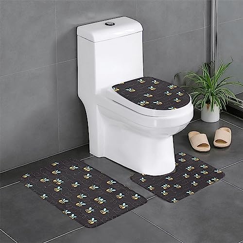 Cartoon Bumblebee Badezimmerteppich-Sets 3-teilig, rutschfeste Flanell-Badematten für Badezimmer, Waschbarer Badteppich, saugfähige Badezimmermatten mit Toilettenvorleger Cartoon Bumblebee Badezimmerteppich-Sets 3-teilig, rutschfeste Flanell-Badematten für Badezimmer, Waschbarer Badteppich, saugfähige Badezimmermatten mit Toilettenvorleger von YzgWjBhd