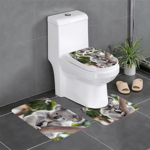 Niedliche Koala-Badezimmerteppich-Sets 3-teilig, rutschfeste Flanell-Badematten für Badezimmer, waschbarer Badteppich, saugfähige Badezimmermatten mit WC-Vorleger Niedliche Koala-Badezimmerteppich-Sets 3-teilig, rutschfeste Flanell-Badematten für Badezimmer, waschbarer Badteppich, saugfähige Badezimmermatten mit WC-Vorleger von YzgWjBhd